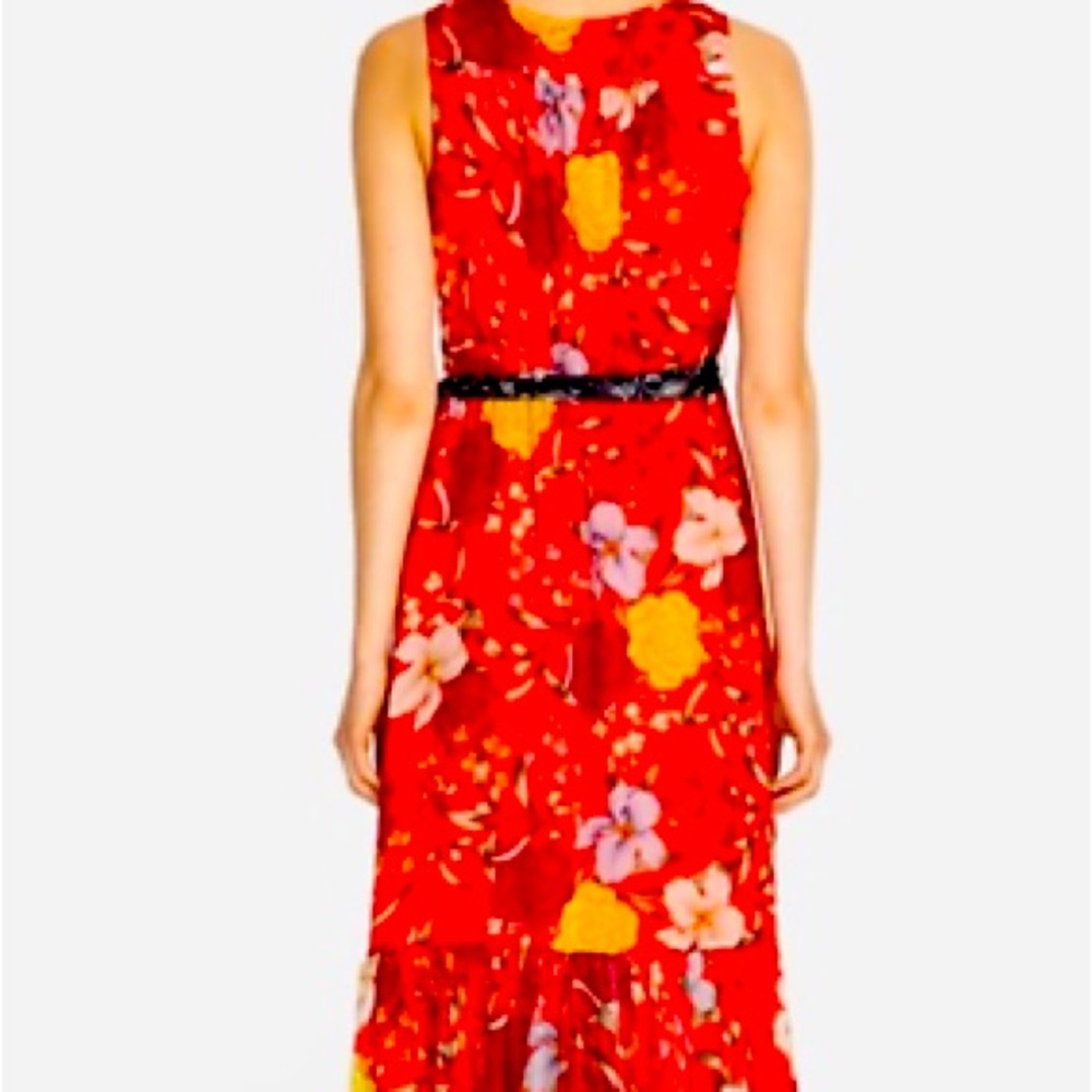 Red silk Johnny Was maxi dress. Size XL.
